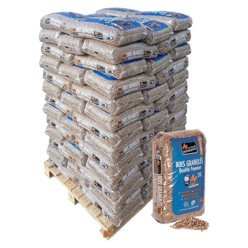 DINplus / ENplus A1 / NF – Granulés de bois Woodstock, palette de 78 × 15 kg (1170 kg)