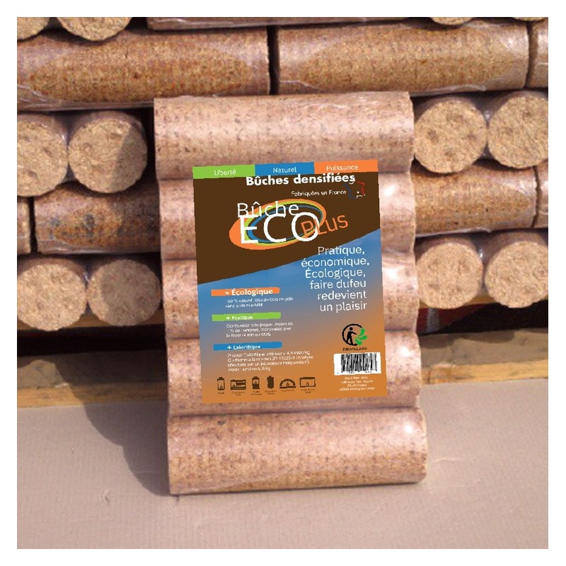 4,8 kWh/kg, sans additif – Bûches densifiées 27 à 30 cm, pack de 5 bûches, 9,6 kg
