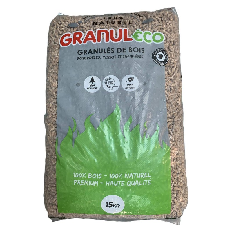 DINplus – Granulés de bois Granuléco, Société de Granulés d'Arlanc, palette de 72 × 15 kg (1080 kg)