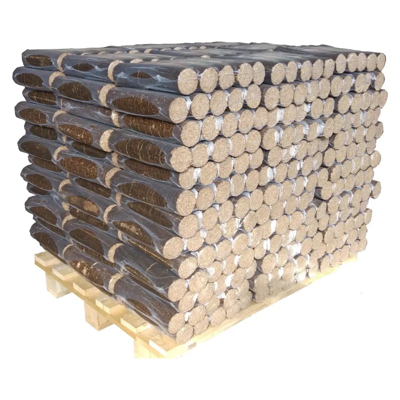 Sans liant – Bûches densifiées rondes 30 cm, palette de 117 packs de 5 bûches