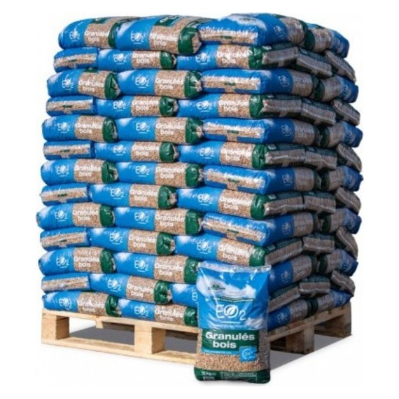 DINplus, humidité ≤ 8 % – Granulés EO2, palette de 104 × 10 kg (1040 kg)